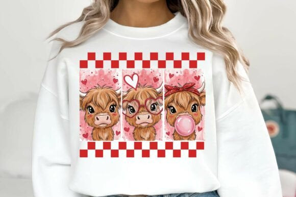 sweatshirt, Valentine Highland Cows