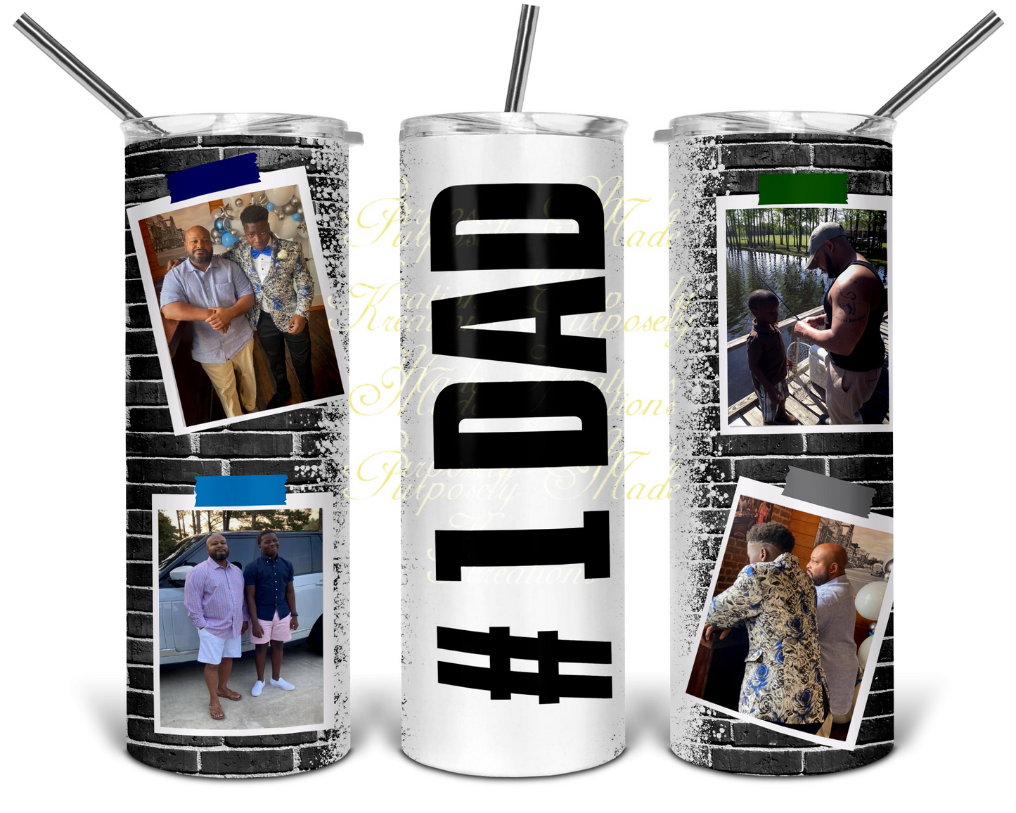#1 dad tumbler custom with pictures