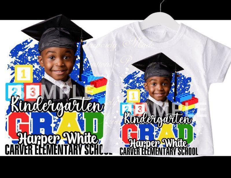 His kindergarten grad shirt