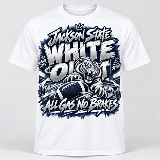 HBCU, Jackson state university, white out, all gas no brakes