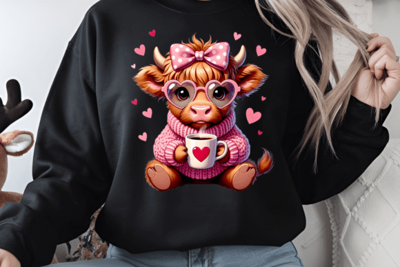 sweatshirt, Valentine Highland Cow