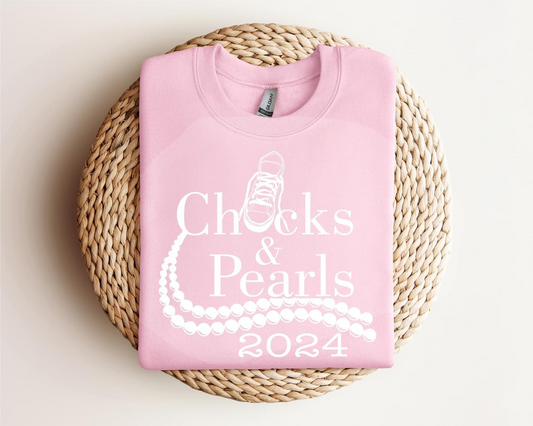 Chucks and pearls 2024 white writing