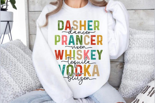 dasher, puncher, whiskey, vodka sweatshirt