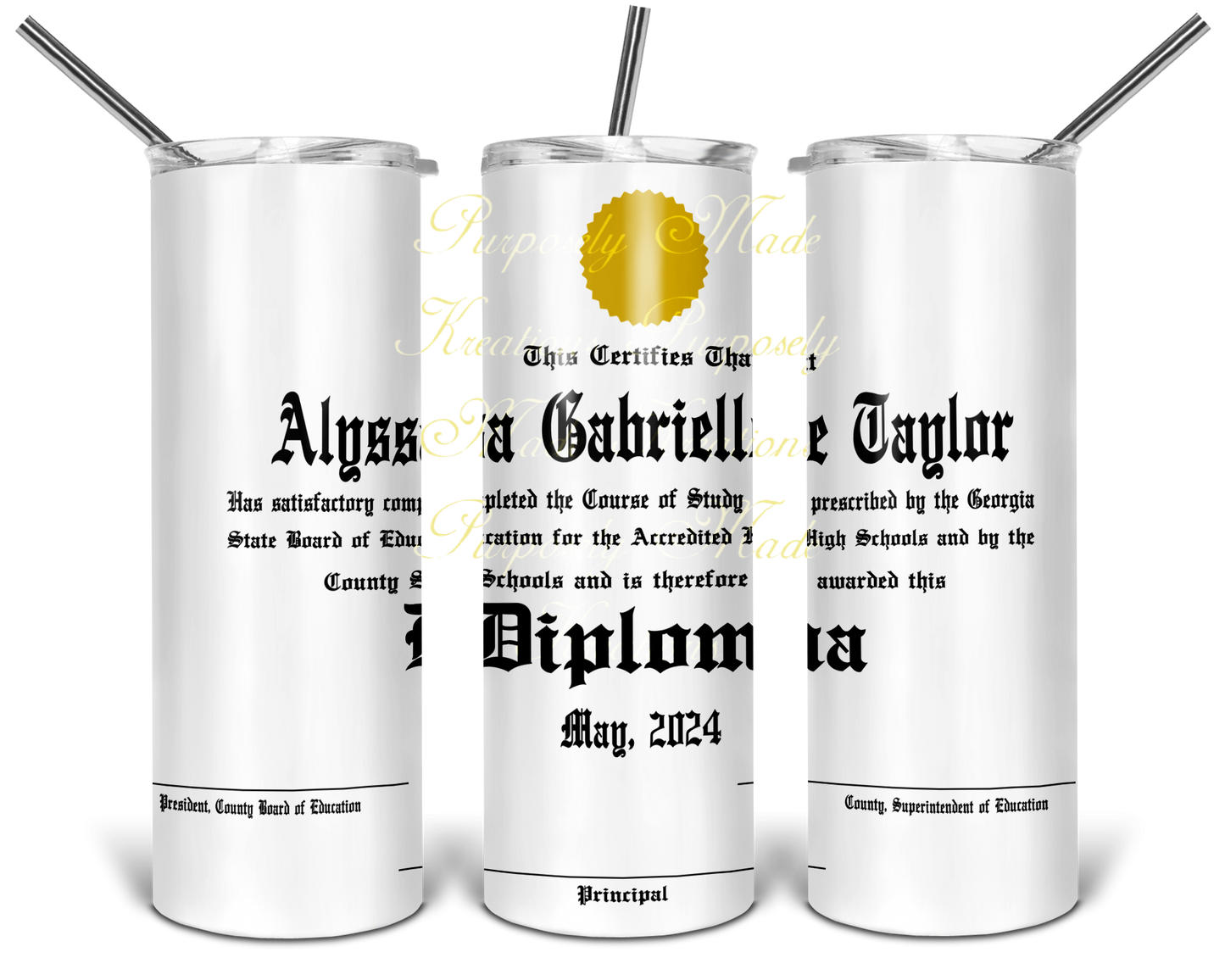 Custom graduation tumbler