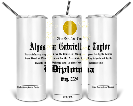 Custom graduation tumbler